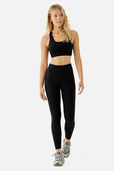 Superstacy Daisy Black High Waist Laser Cut Sports Leggings