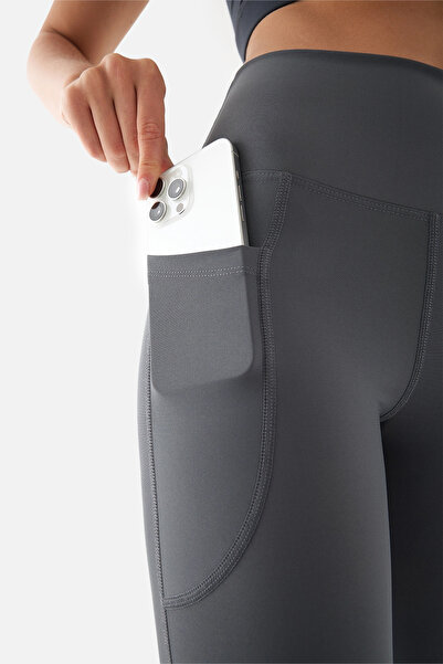 Superstacy Pantaloni de yoga afumati Carmen cu talie înaltă și buzunare