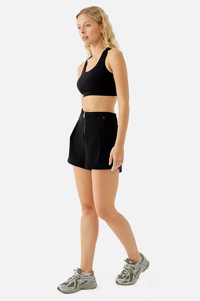 Superstacy Maya Zippered Black Sports Shorts