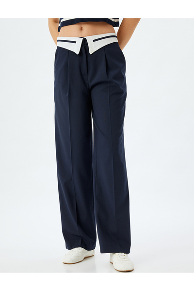 Koton 5wak40087pw 710 Lacivert Kadın Dokuma Pantolon