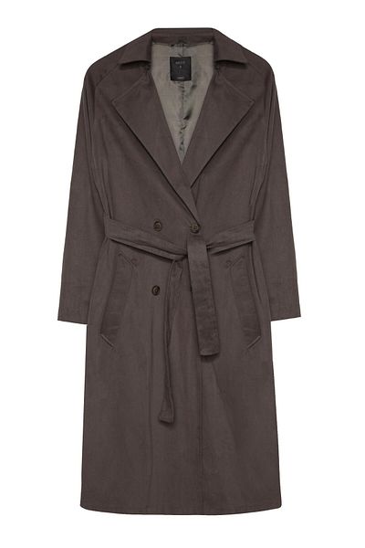 Quzu Khaki Trench - Arm Epaulettes Detailed
