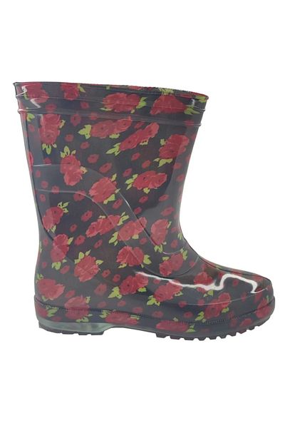 fafatara Women's Red Color Floral Work Garden Waterproof Rain Boots