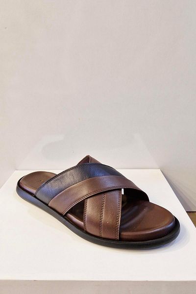 DOSA SHOES MONTRER-424 ΓΝΗΣΙΟ ΔΕΡΜΑ ΑΝΔΡΙΚΕΣ ΠΑΝΤΟΦΛΕΣ-Καφέ-Μπλε