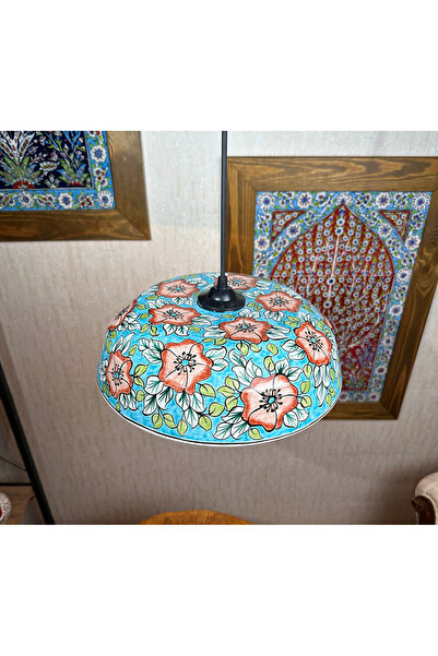 Çini Evi Gül Motifli Çini Avize