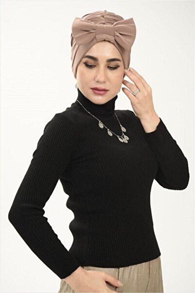 Belifanti Collection بونيه حجاب خارجي بني مع فيونكة