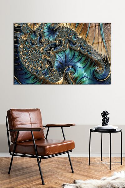 Vosevu Fractal Art Πολύχρωμο αφηρημένο γυαλί ζωγραφικής, μοντέρνα διακόσμηση γραφείου σπιτιού Δώρο διακόσμηση τοίχου άθραυστο γυαλί