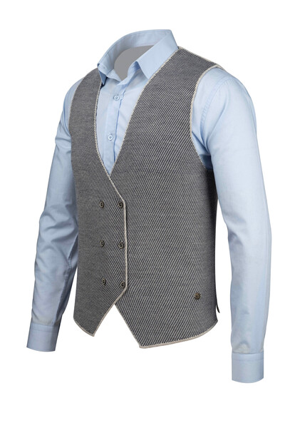 Çizgi Triko Men's Stripe Knitwear Sports Vest - Buttoned, Sleeveless, Regular Fit - 5013Ls