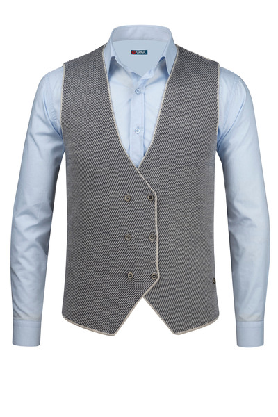 Çizgi Triko Men's Stripe Knitwear Sports Vest - Buttoned, Sleeveless, Regular Fit - 5013Ls