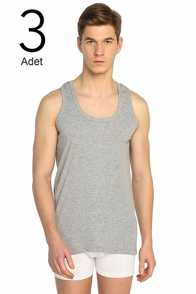 Tutku Ανδρικό γκρι 3 Pack Rib Classic Athlete Elf568t0102ccm3