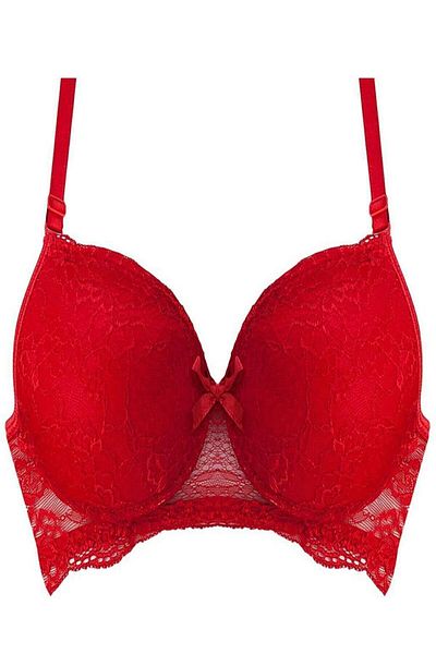 Belifanti Collection Lace Padded Padded Bra Red
