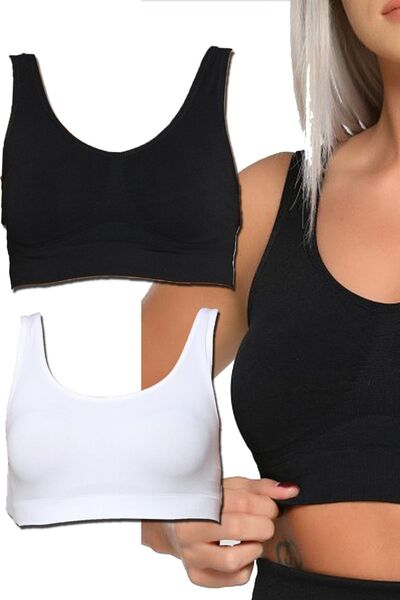 Belifanti Collection Жіночий бюстгальтер з товстими бретелями та вкладишем для прокладки, чорно-білий, набір з 2 штук