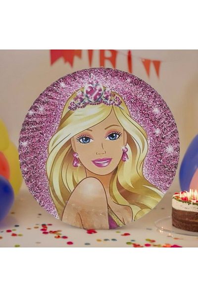 TURKUAZ PARTY Barbie 2 - Cardboard Plate 8 Pieces, 23 cm