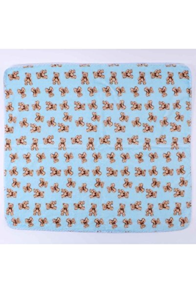 bebegen Mavi Ayıcık Desenli Polar Battaniye