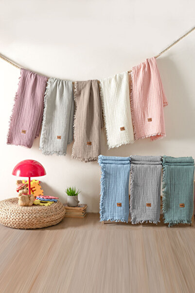 Kanz 4 Layer Baby Muslin Blanket - 100% Cotton, 100X120, Salmon