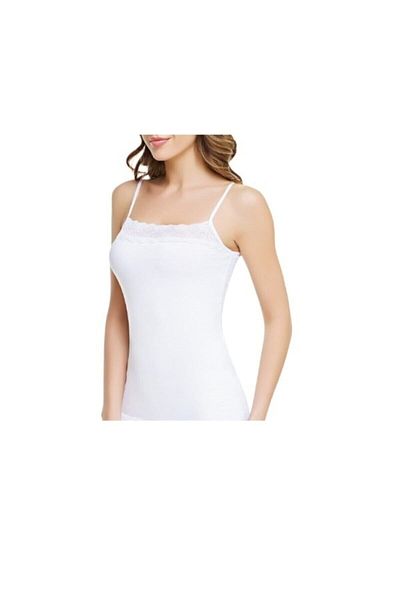 Tutku Women's Black Jacquard Wide Strap Cotton Undershirt 1 Pack