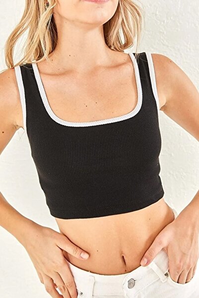 Belifanti Collection Bustieră cu guler pătrat cu dungi laterale negre pentru ...