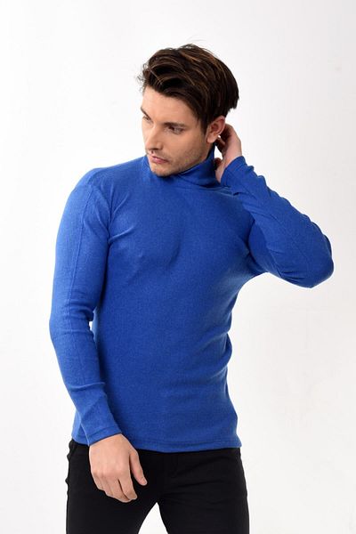 Belifanti Collection Мъжки пуловер с поло яка Slim Fit Saxe