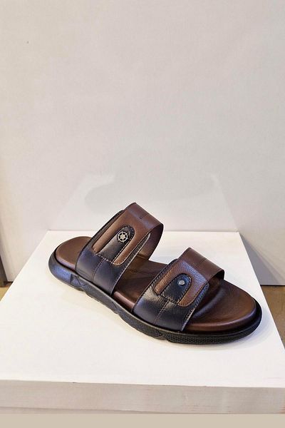 DOSA SHOES MONTRER-463 ΓΝΗΣΙΟ ΔΕΡΜΑ ΑΝΔΡΙΚΕΣ ΠΑΝΤΟΦΛΕΣ-Καφέ-Μπλε