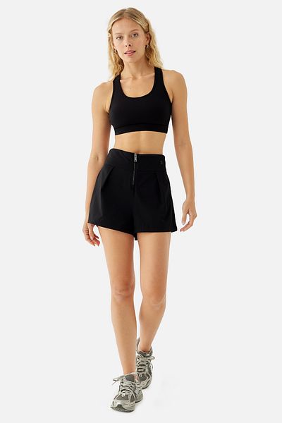 Superstacy Maya Zippered Black Sports Shorts