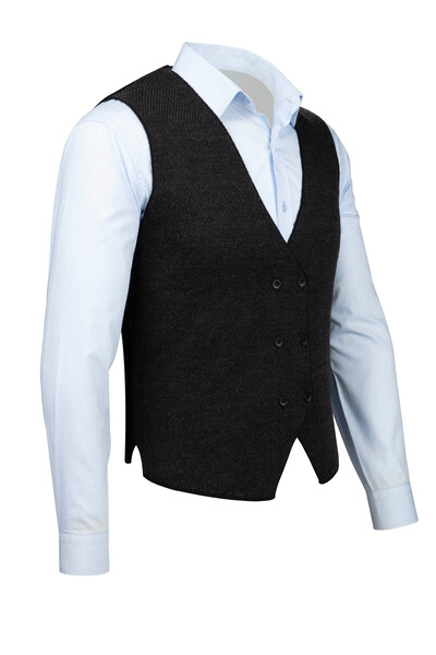 Çizgi Triko Ανδρικό ριγέ πλεκτό αθλητικό γιλέκο - με κουμπιά, αμάνικο, κανονική εφαρμογή - 5013LS