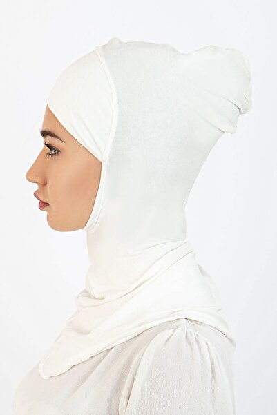 Eca Hijab Bone White with Neck Collar 03 Ebhb-st224