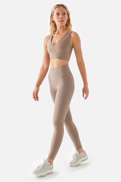 Superstacy Peggy High Waist Mesh Pocket Stone Color Sports Leggings
