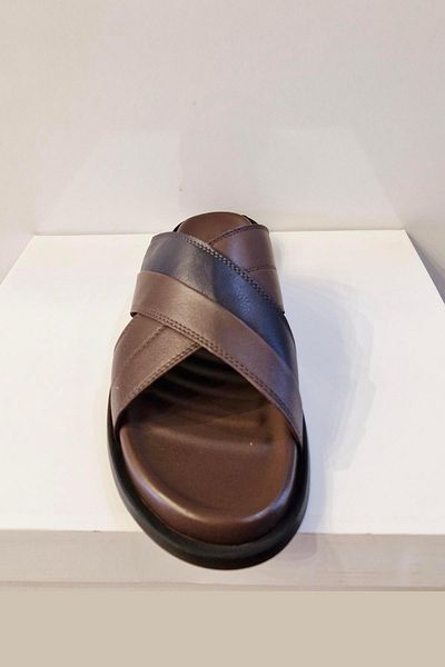 DOSA SHOES MONTRER-424 ΓΝΗΣΙΟ ΔΕΡΜΑ ΑΝΔΡΙΚΕΣ ΠΑΝΤΟΦΛΕΣ-Καφέ-Μπλε