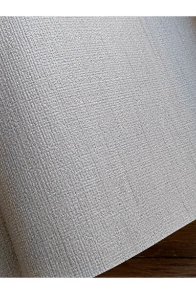 KMS HOME Hafif Simli Açık Gri Hava Alabilen Silinebilir Sade Duvar Kağıdı (KABARTMALI) 5m2