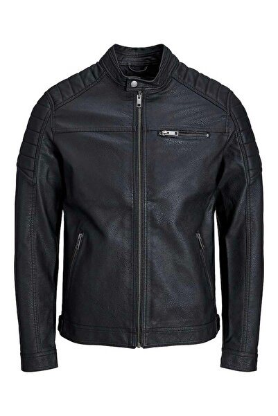 Jack & Jones Jack&Jones 12147218   Men's Leather Jacket - Black