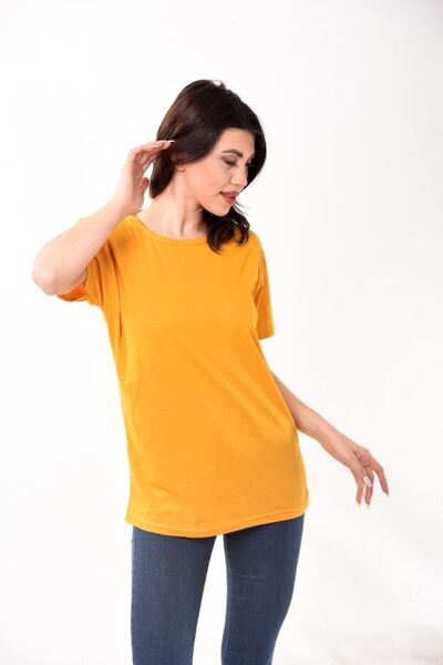 Belifanti Collection Women's Basic Crew Neck Short Sleeve T-shirt T-Shirt Yellow