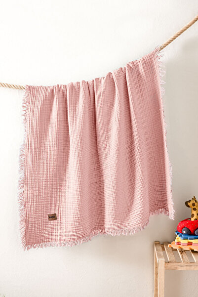 Kanz 4 Layer Baby Muslin Blanket - 100% Cotton, 100X120, Salmon