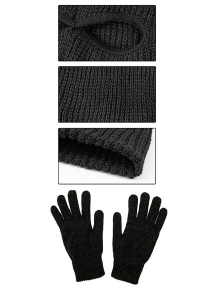 Belifanti Collection В'язаний унісекс маска з вишивкою сльози меча, в'язані рукавички, чорний