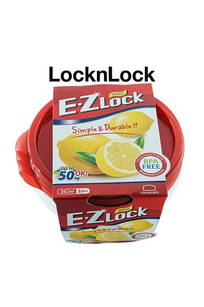locknlock EzLock Round Container Set - 350ml (Set of 3)