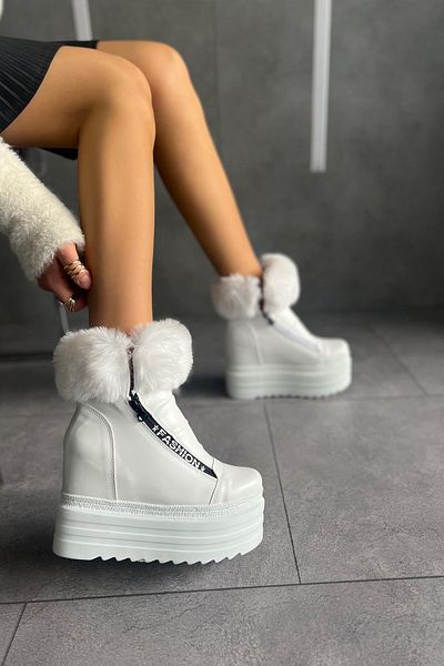 Modanizm Jose White Hidden Heel Boots