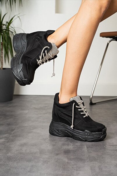 Modanizm Axel Gizli Topuklu Siyah Spor Ayakkabı