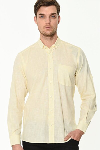 Dewberry G625 Linen Shirt-Yellow