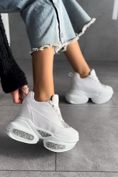 Modanizm Xander White Sneakers with Hidden Heels
