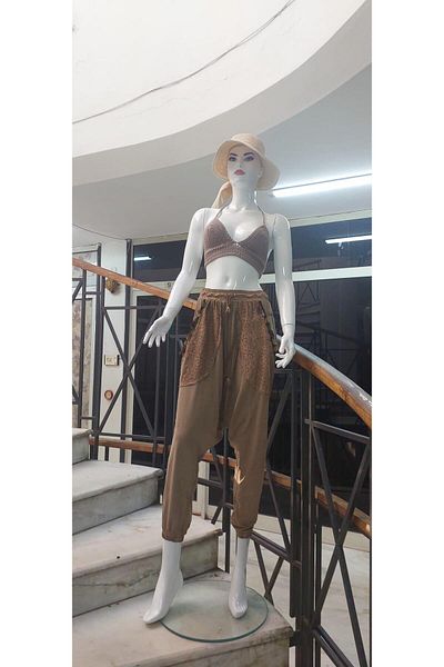 Bohem Stil Γυναικείο Bohemian Shalwar με δέσιμο στη μέση με λεπτομέρεια κρόσσια