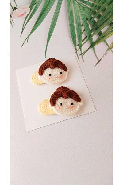 Kadın Girişimciler Atölyesi Accesoriu de păr organic din 2 piese Princess Bella - Agrafă și agrafe de păr croșetate Disney Bella