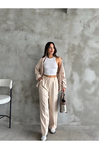 oshebu Beige – Palazzo Pants Oversize Cut