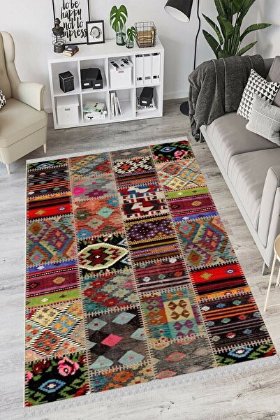 DECOSER HALI Decoser Nova 4015 Renkli Otantik Pamuk Tabanlı Kilim