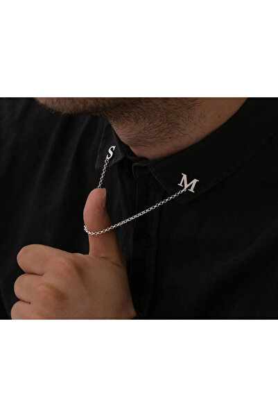 Satürn Silver Kuyumculuk 925 Ayar Gümüş Harfli Yaka İğnesi Damat Hediyesi Kiş...