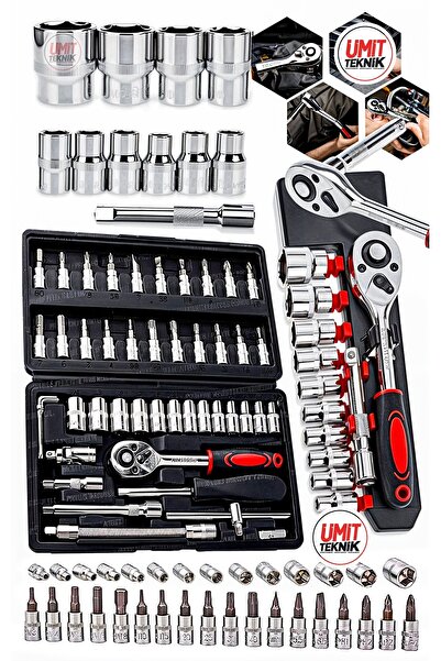 PROXTECH Germany 58 Parça 12 Kombin Anahtar Cr-v Max 1/4 Cırcırlı 46 Parça Lokma Takım Set