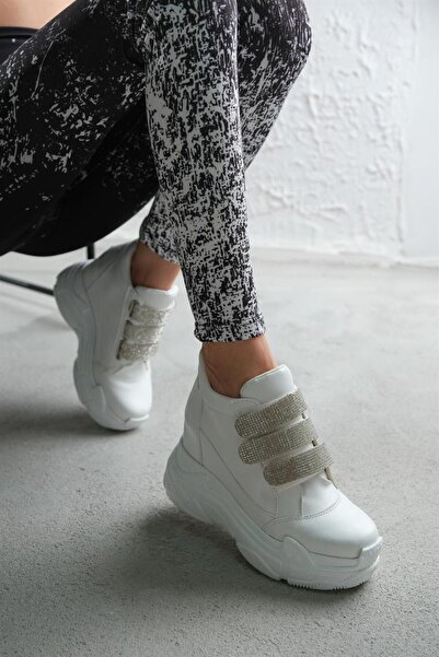 Modanizm Rebel Hidden Heel White Sneakers