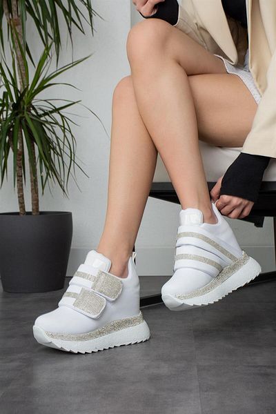 Modanizm Castillo Hidden Heeled White Sneakers