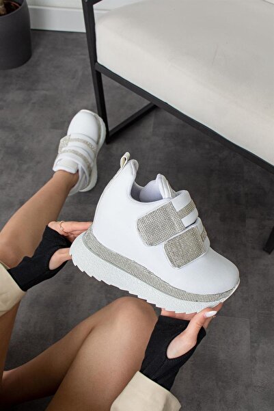 Modanizm Castillo Hidden Heeled White Sneakers