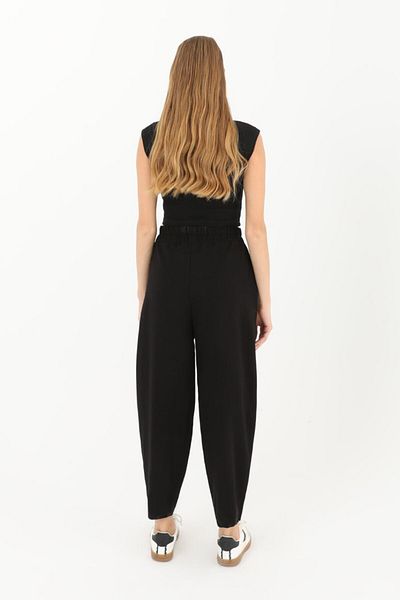 Puane Pocket Button Detailed Carrot Trousers with Elastic Waist 18105