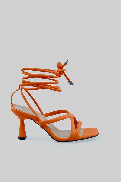 sovrana Long Rope Detailed Heeled Shoes Orange