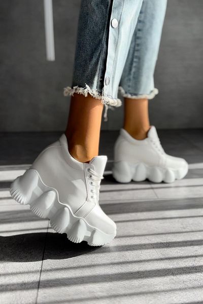 Modanizm Rubio White Sneakers with Hidden Heels