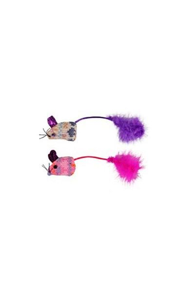 Flamingo 2 Pieces Mohaire Furry Mouse Cat Toy